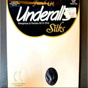 VTG 80’s New‎ Underalls SILKS Panty Hose French Cut Basic Black Size C|D